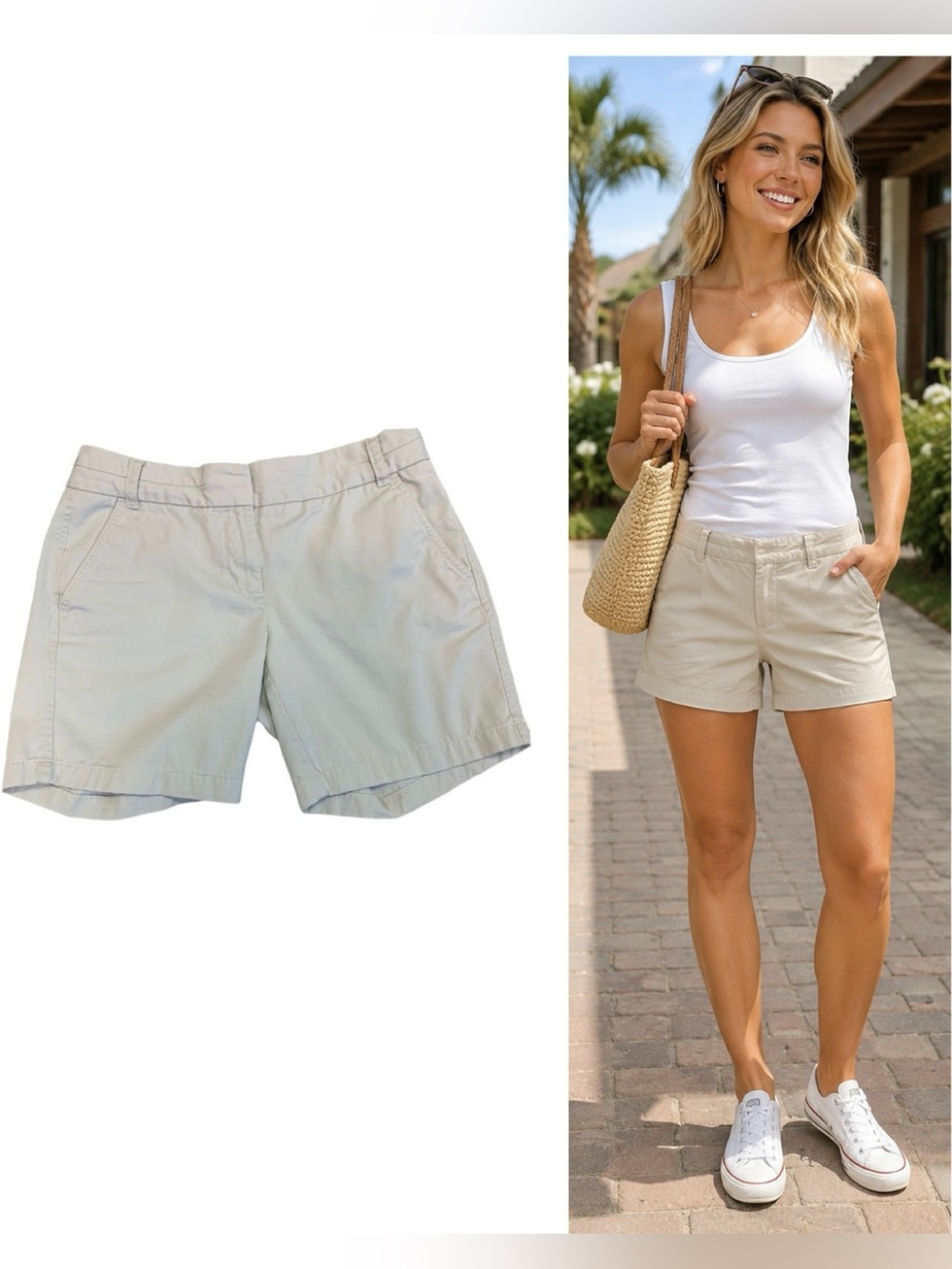 J.crew beige Chino cargo shorts size 4
